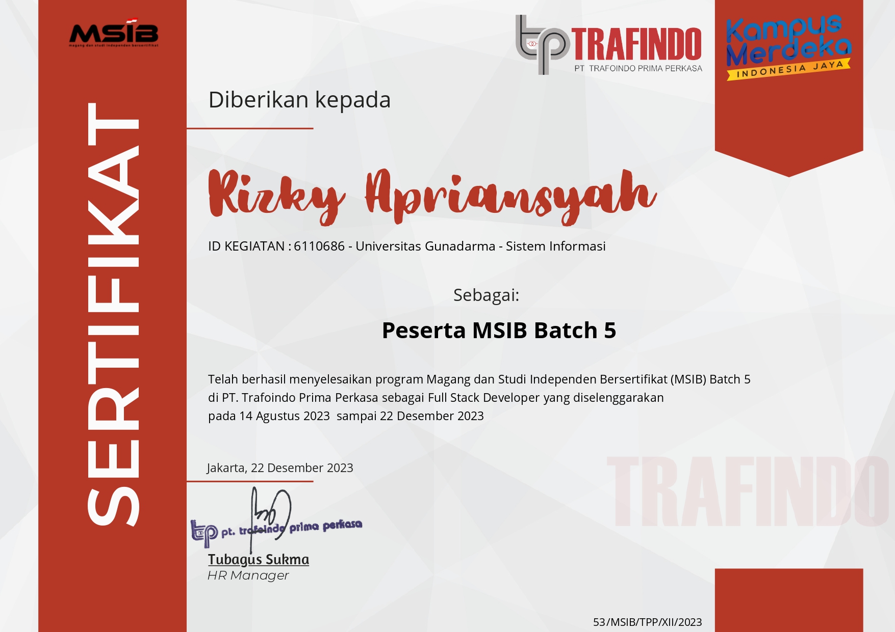 MSIB V TRAFOINDO PRIMA PERKASA